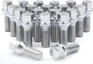 20 PC Chrome M14 X 1.25 Conical Lug Bolts with17mm Hex (24MM Long)