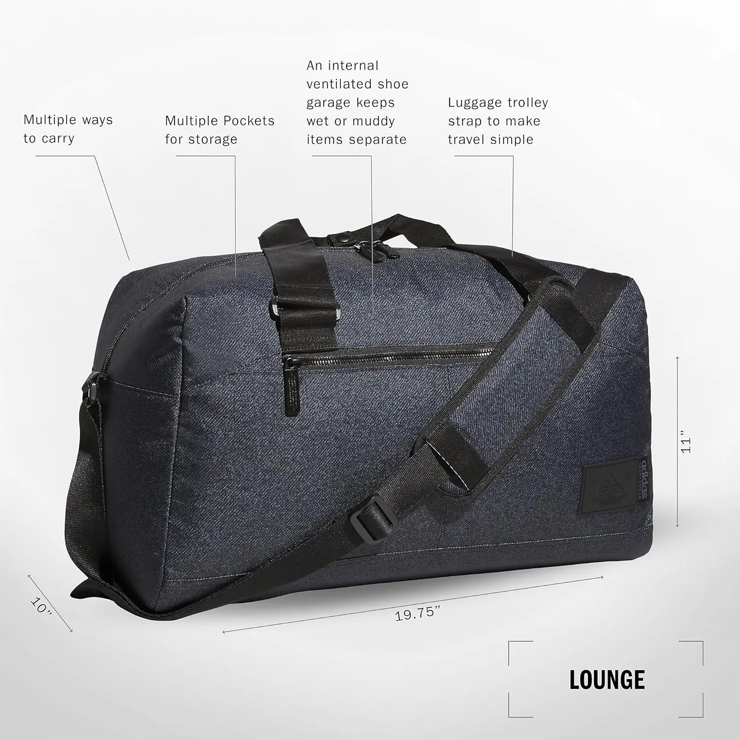 adidas Originals Lounge Premium Sport Duffel Bag for Travel and Gym