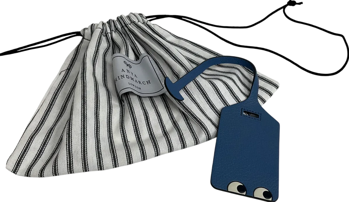 Anya Hindmarch Blue Eyes Luggage Label Charm Capra Leather In Periwinkle No Size