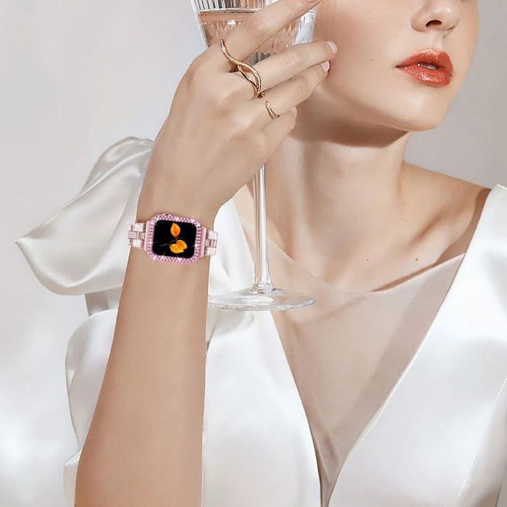 Apple Watch (45mm) rhinestone stainless steel watch strap   cover - Rose Pink / Rose Pink