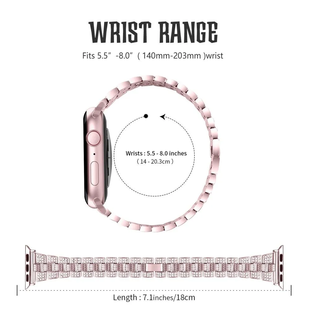 Apple Watch (45mm) rhinestone stainless steel watch strap   cover - Rose Pink / Rose Pink
