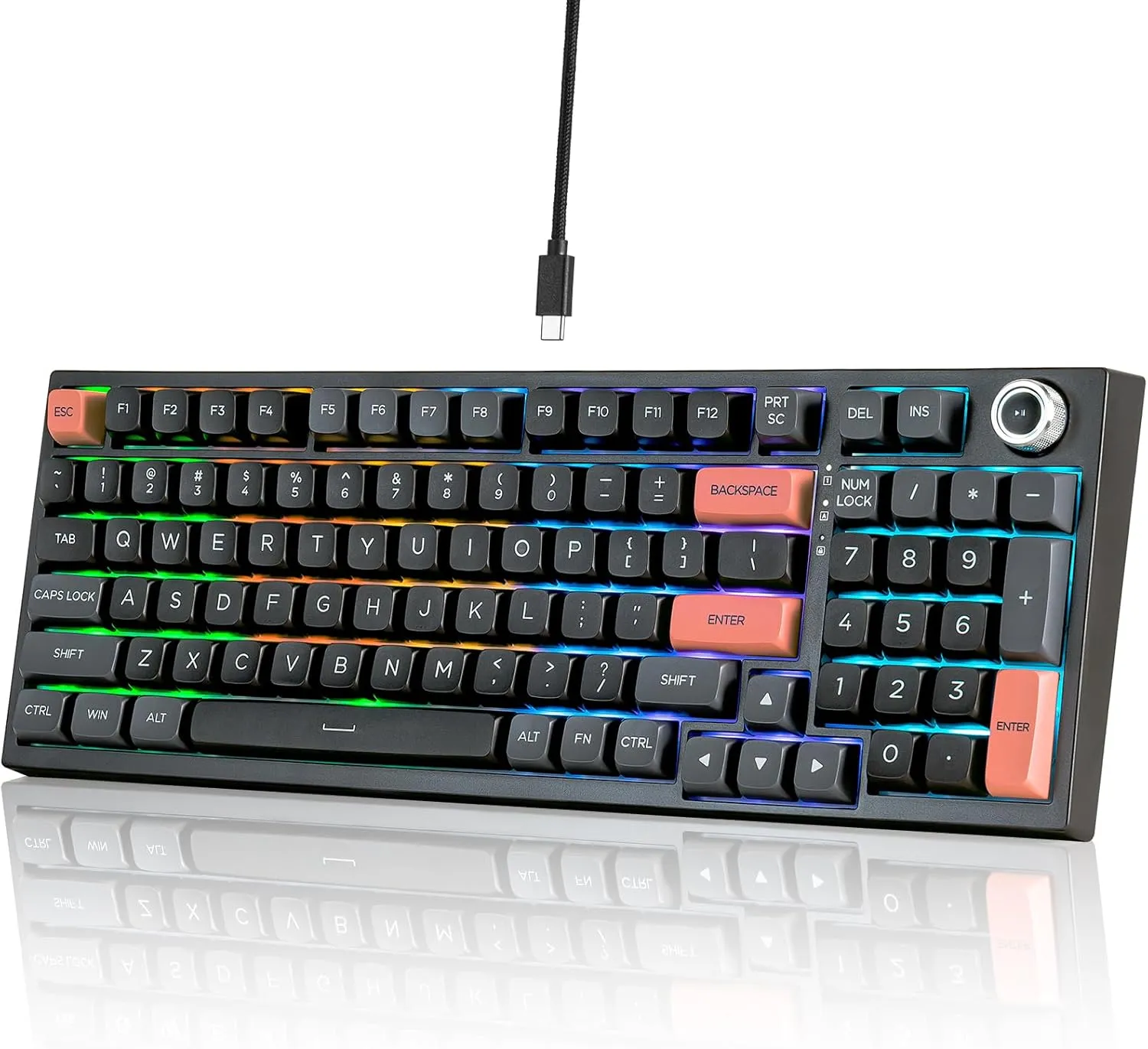 CHONCHOW Gaming Mechanical KEeyboard RGB Backlit,Gasket Mount,Anti-ghosting,Blue Switches,Large Print PBT Key,Hot Swap Wired Keyboard Compatibility for Win/Mac