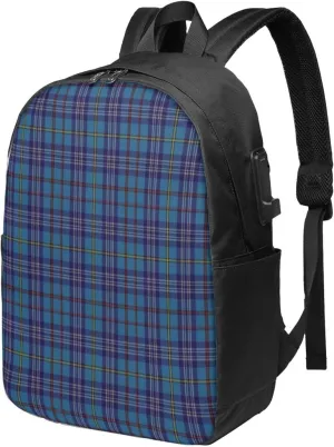 Citadel Military Academy Tartan Usb Travel Laptop Backpack  Durable Polyester Backbag With Charging Port & Headphone Jack