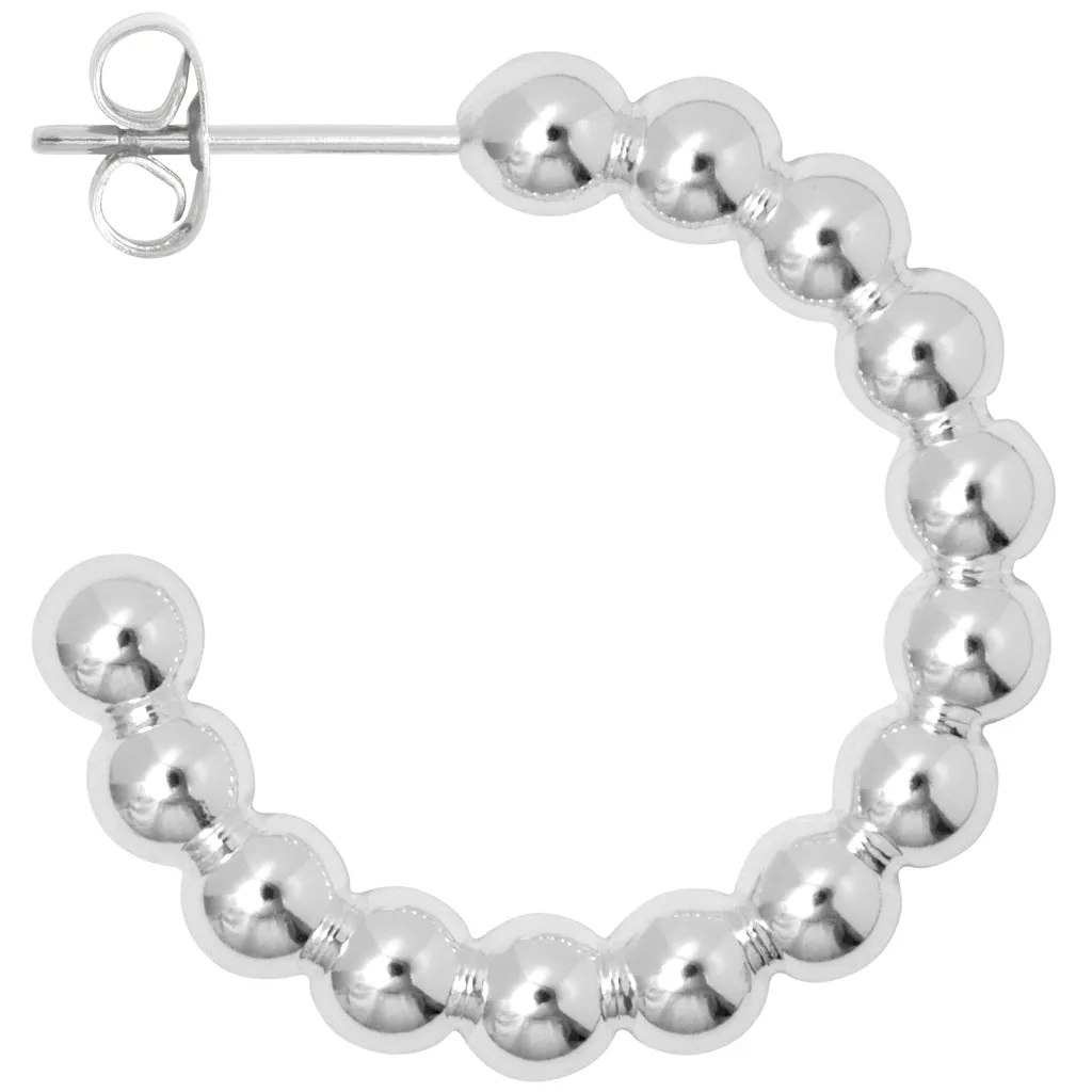 Color Ball Hoops Large pair - Silver Plated