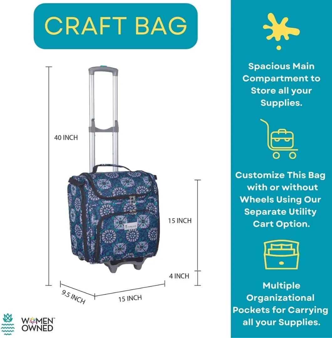 Crafters Tote Bag Organizer, Storage Bag for Craft Supply, and Scrapbooking Carrier w/Handle and Wheels