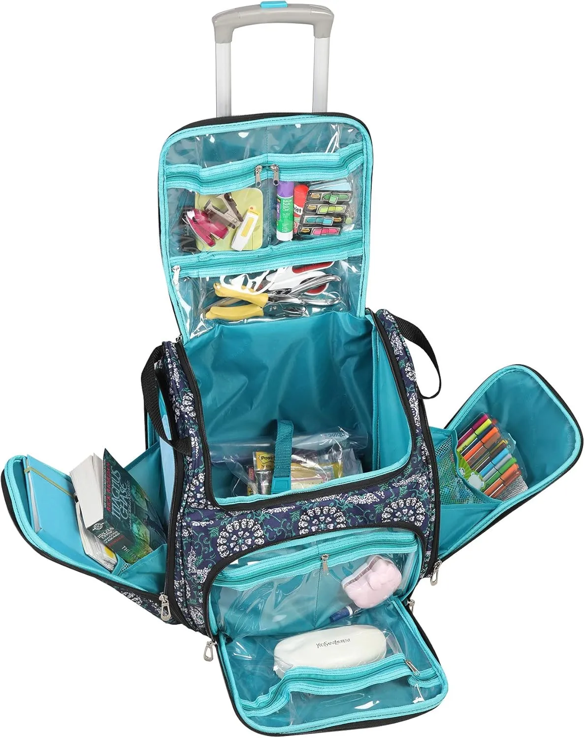 Crafters Tote Bag Organizer, Storage Bag for Craft Supply, and Scrapbooking Carrier w/Handle and Wheels
