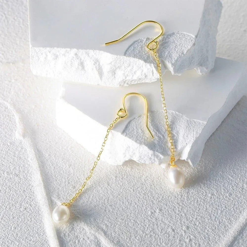 Delicate Pearl Drop Earrings
