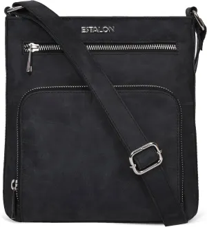 ESTALON Women's Real Leather Crossbody Purse With Adjustable Sling Strap - Medium Size Crossover Shoulder Hand Bag