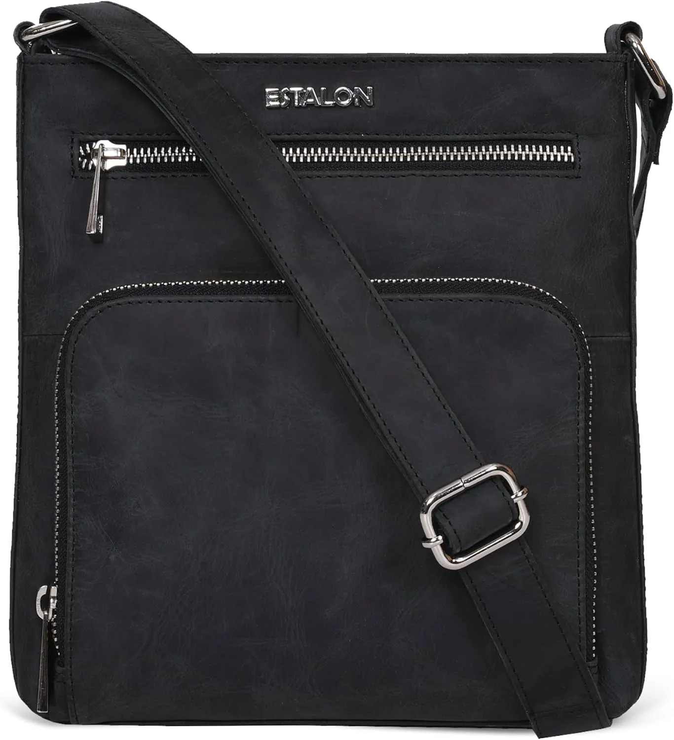 ESTALON Women's Real Leather Crossbody Purse With Adjustable Sling Strap - Medium Size Crossover Shoulder Hand Bag