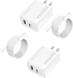 Fast Charging, USB C Charger Block Dual Port Wall Charger, Double Fast Type C Charging Block Plug with 4FT Fast Charging Cable Compatible with i Phone 16/16 PL/16 PM/15/15 PL/15 PM (White)