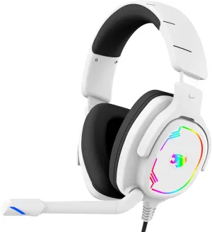 Gaming Headset for PC/PS4/PS5/Xbox One/Switch, Stereo Surround Sound Gaming Headphones with Noise Canceling Flexible Mic, Computer Headset with 3.5mm Jack & RGB Light (White)