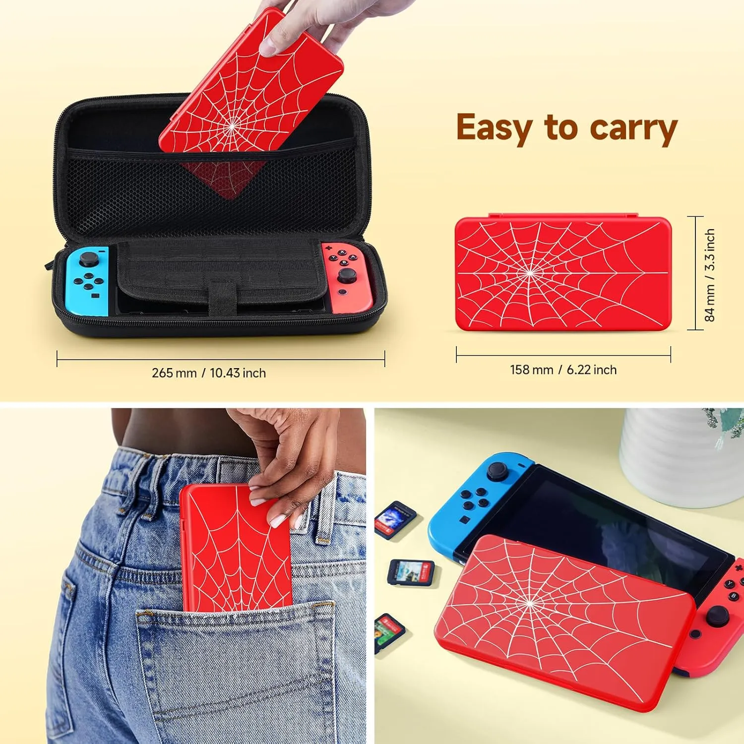 JINGDU Portable Card Case for Mirco SD Cards and Physical NS/OLED/Lite Cards, Slim Card Organizer, Red