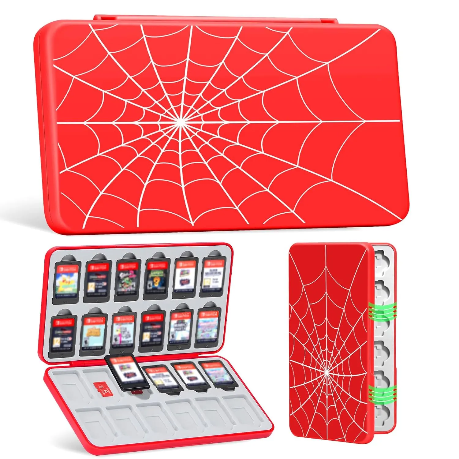 JINGDU Portable Card Case for Mirco SD Cards and Physical NS/OLED/Lite Cards, Slim Card Organizer, Red