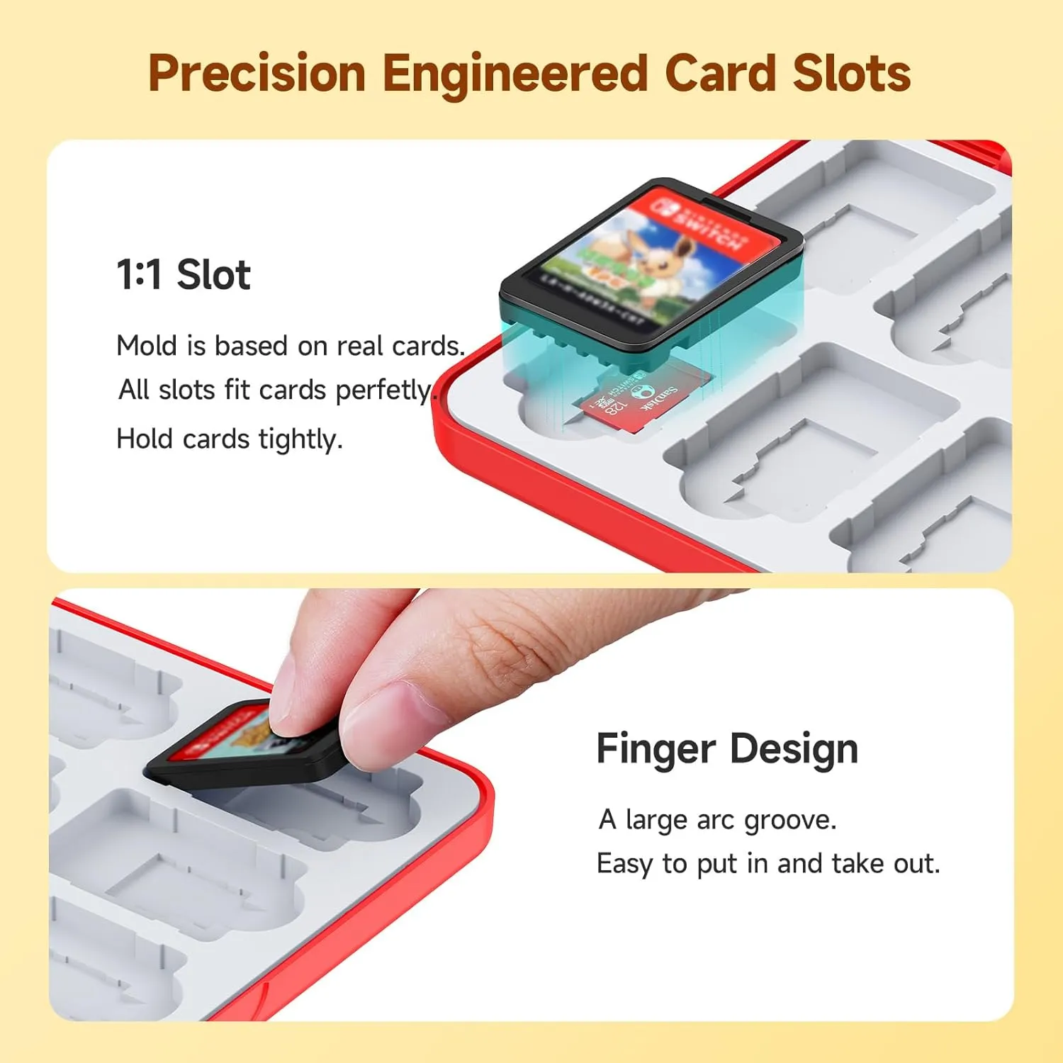 JINGDU Portable Card Case for Mirco SD Cards and Physical NS/OLED/Lite Cards, Slim Card Organizer, Red
