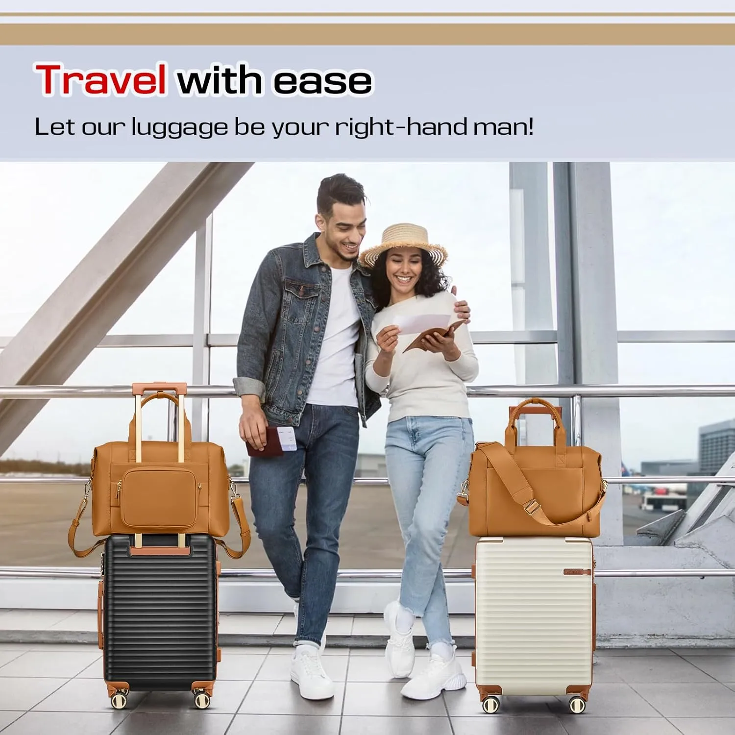 Joyway Expandable Carry on Luggage Sets Airline Approved with TSA Lock, Lightweight Hard Shell 20 Inch Carry-on Suitcase with Spinner Wheels, White