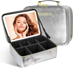JUSRON Travel Makeup Bag (Sliver, Large)