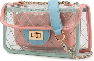 lola mae Small Clear Bag for Women See through Transparent Clutch Crossbody Shoulder Purse for Concert Sport Event