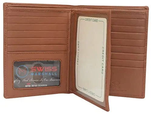 Marshal Bifold Genuine Leather RFID Blocking Wallet For Men Card Slots, 2 Bill Compartments, ID Windows, Money,