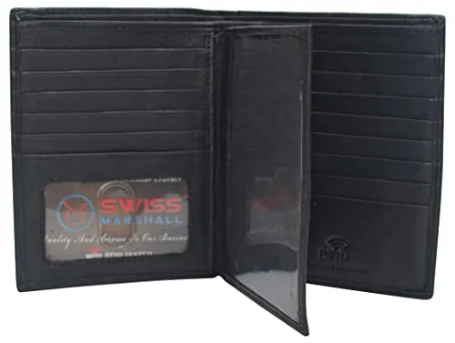 Marshal Bifold Genuine Leather RFID Blocking Wallet For Men Card Slots, 2 Bill Compartments, ID Windows, Money,