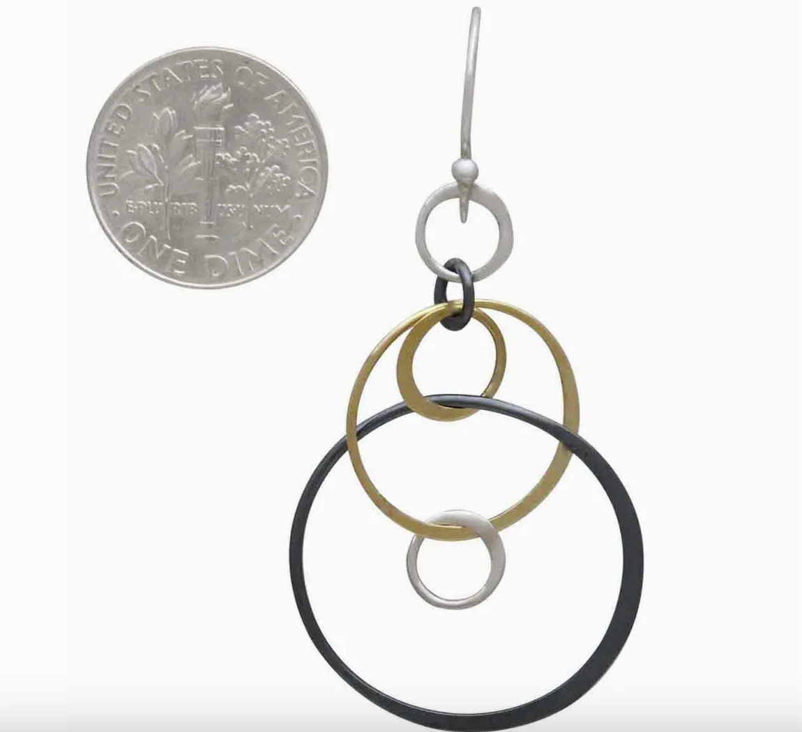 Mixed Metals Six Floating Circles Earrings