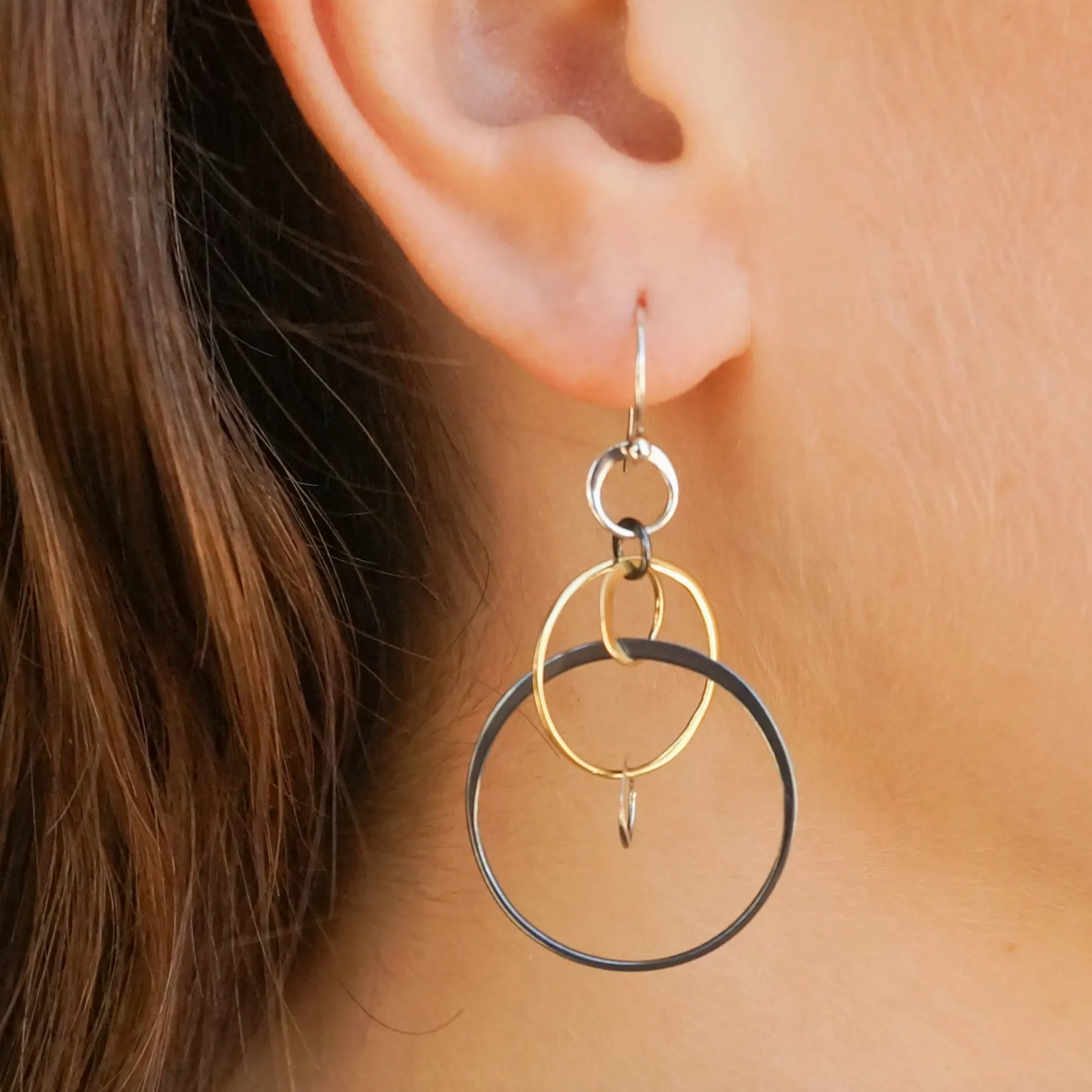 Mixed Metals Six Floating Circles Earrings