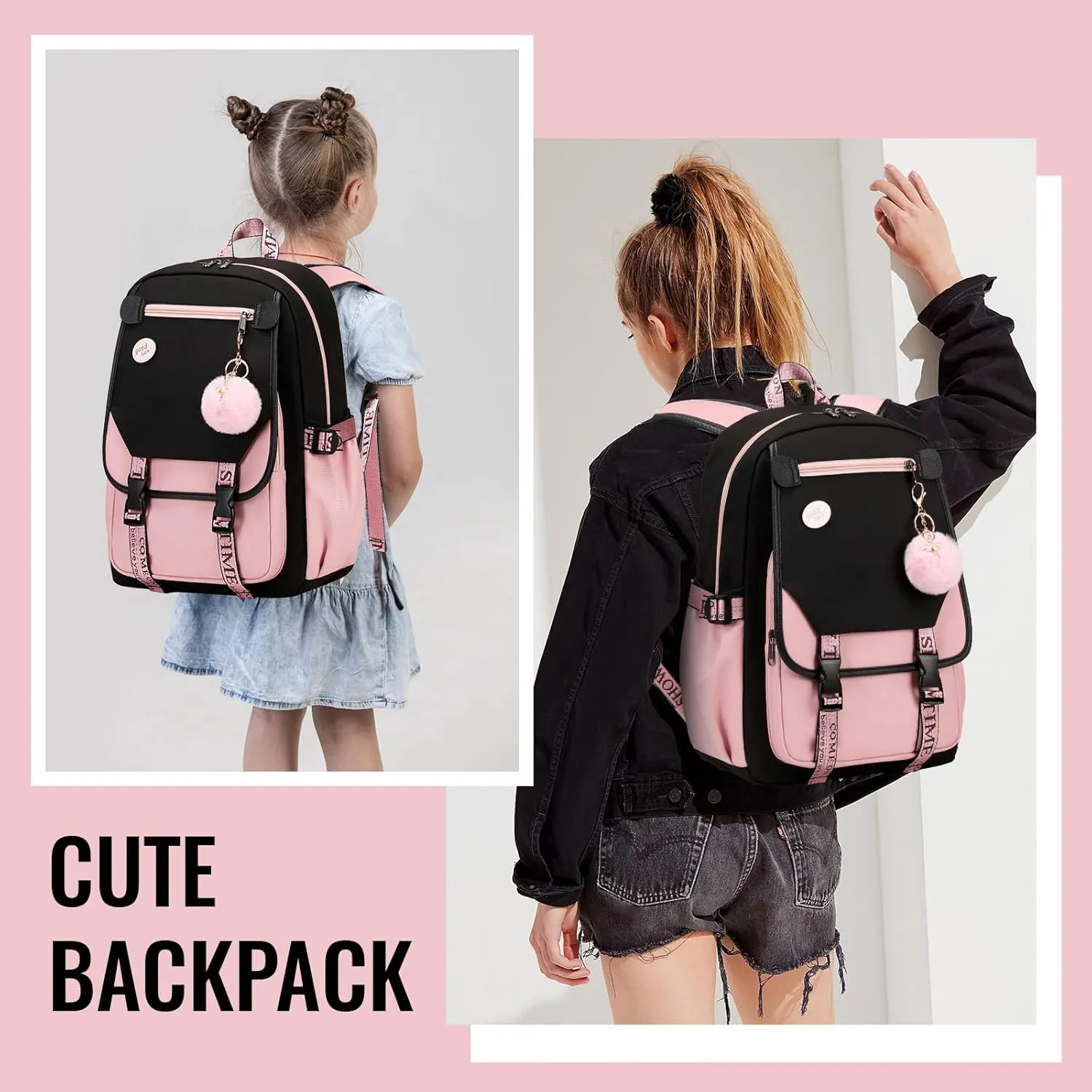 MOONBABY Girls Backpack School Bookbag for Teens Large Capacity Aesthetics Bags for Middle High School