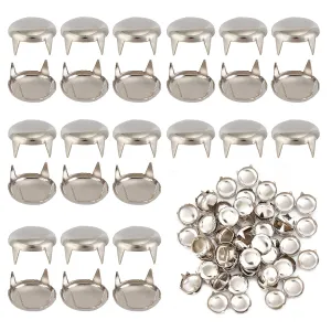 NICENEEDED 250 Pcs Round Dome Rivets, 10 mm Claw Nailheads Spots Stud, Silver Head Spike Prong Nail Punk Rock Nailheads Claw Beads for DIY Clothes Belt Bag Shoes Bracelet Leather Craft