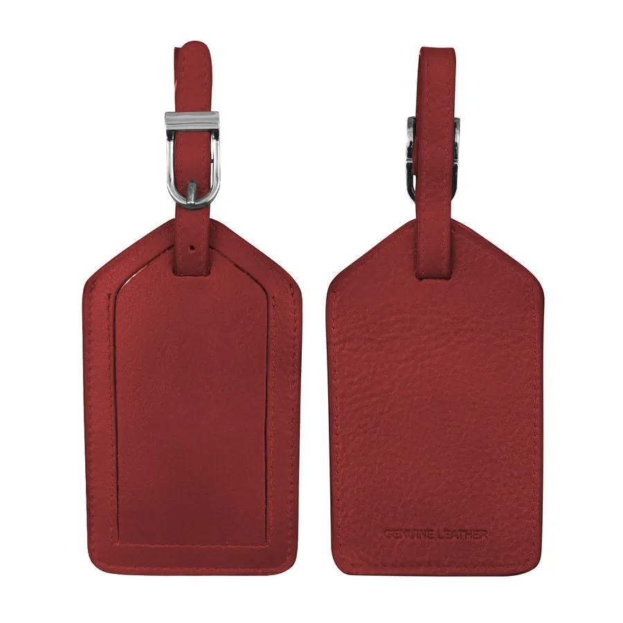 Red Leather Luggage Tag