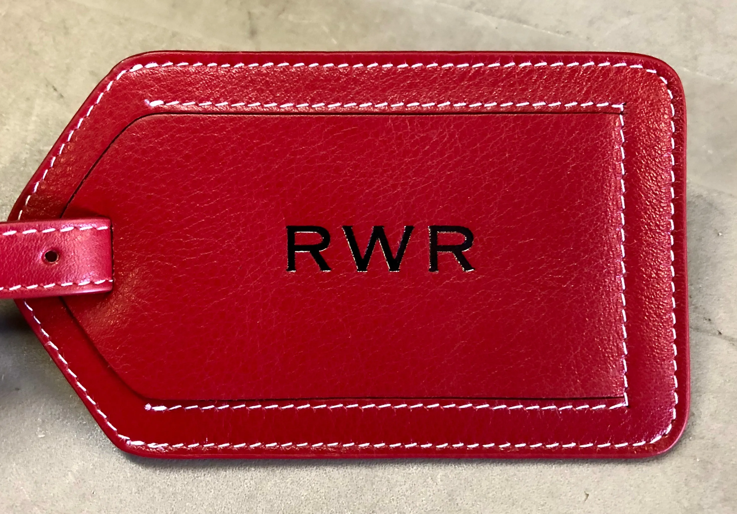 Red Leather Luggage Tag