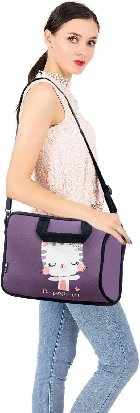 RICHEN 10 inch Messenger Bag Carrying Case Sleeve with Handle Accessory Pocket Fits 7 to 10-Inch Laptops/Notebook/ebooks/Kids Tablet/Pad (7-10.2 inch, Cute Cat)