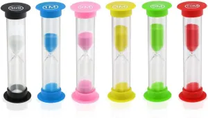 Sand Timer, KISEER 6 Pcs Colorful Hourglass Sandglass Sand Clock Timers Set 30sec / 1min / 2mins / 3mins / 5mins / 10mins for Brushing Children's Teeth, Cooking, Game, School, Office