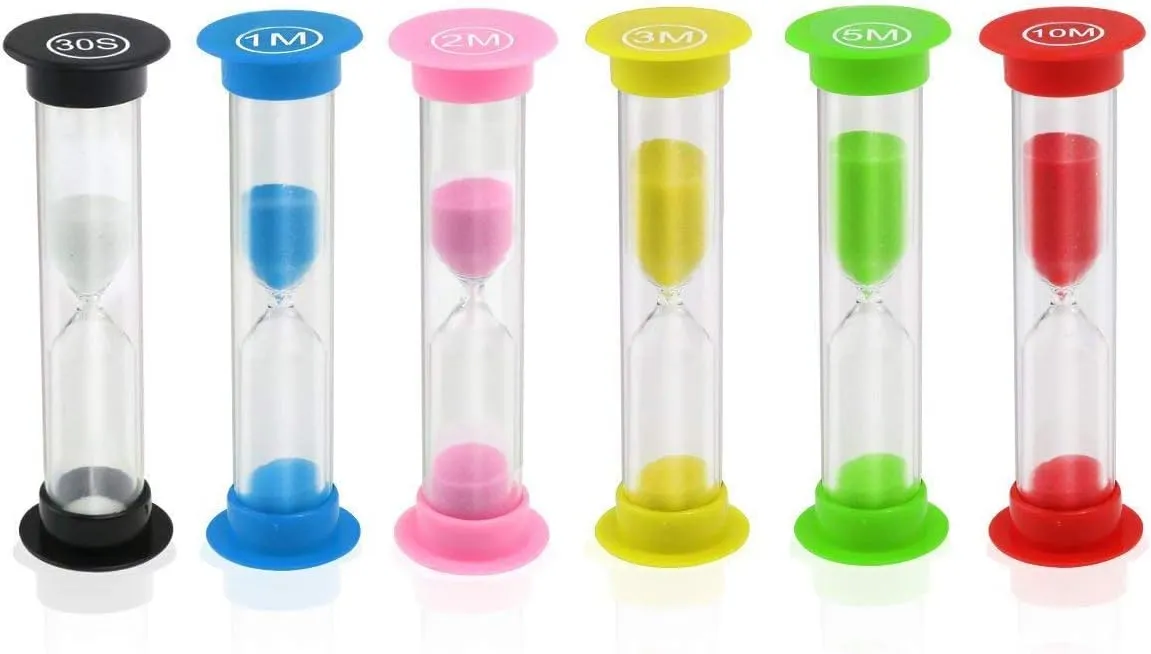 Sand Timer, KISEER 6 Pcs Colorful Hourglass Sandglass Sand Clock Timers Set 30sec / 1min / 2mins / 3mins / 5mins / 10mins for Brushing Children's Teeth, Cooking, Game, School, Office