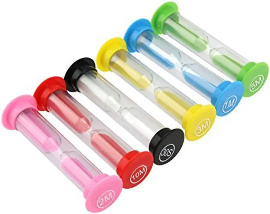 Sand Timer, KISEER 6 Pcs Colorful Hourglass Sandglass Sand Clock Timers Set 30sec / 1min / 2mins / 3mins / 5mins / 10mins for Brushing Children's Teeth, Cooking, Game, School, Office