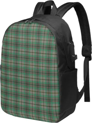Scottish Clan Craig Tartan Plaid Usb Travel Laptop Backpack  Durable Polyester Backbag With Charging Port & Headphone Jack