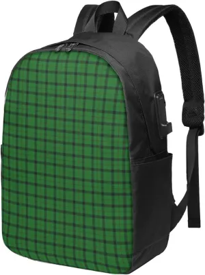 Scottish Clan Kincaid Tartan Plaid Usb Travel Laptop Backpack  Durable Polyester Backbag With Charging Port & Headphone Jack