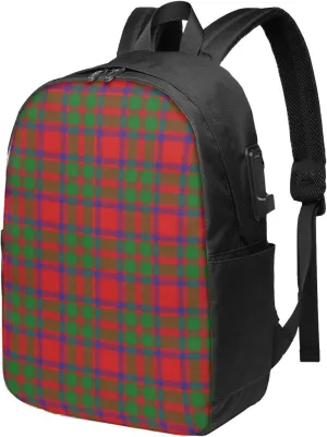 Scottish Clan Mackintosh Tartan Plaid Usb Travel Laptop Backpack  Durable Polyester Backbag With Charging Port & Headphone Jack