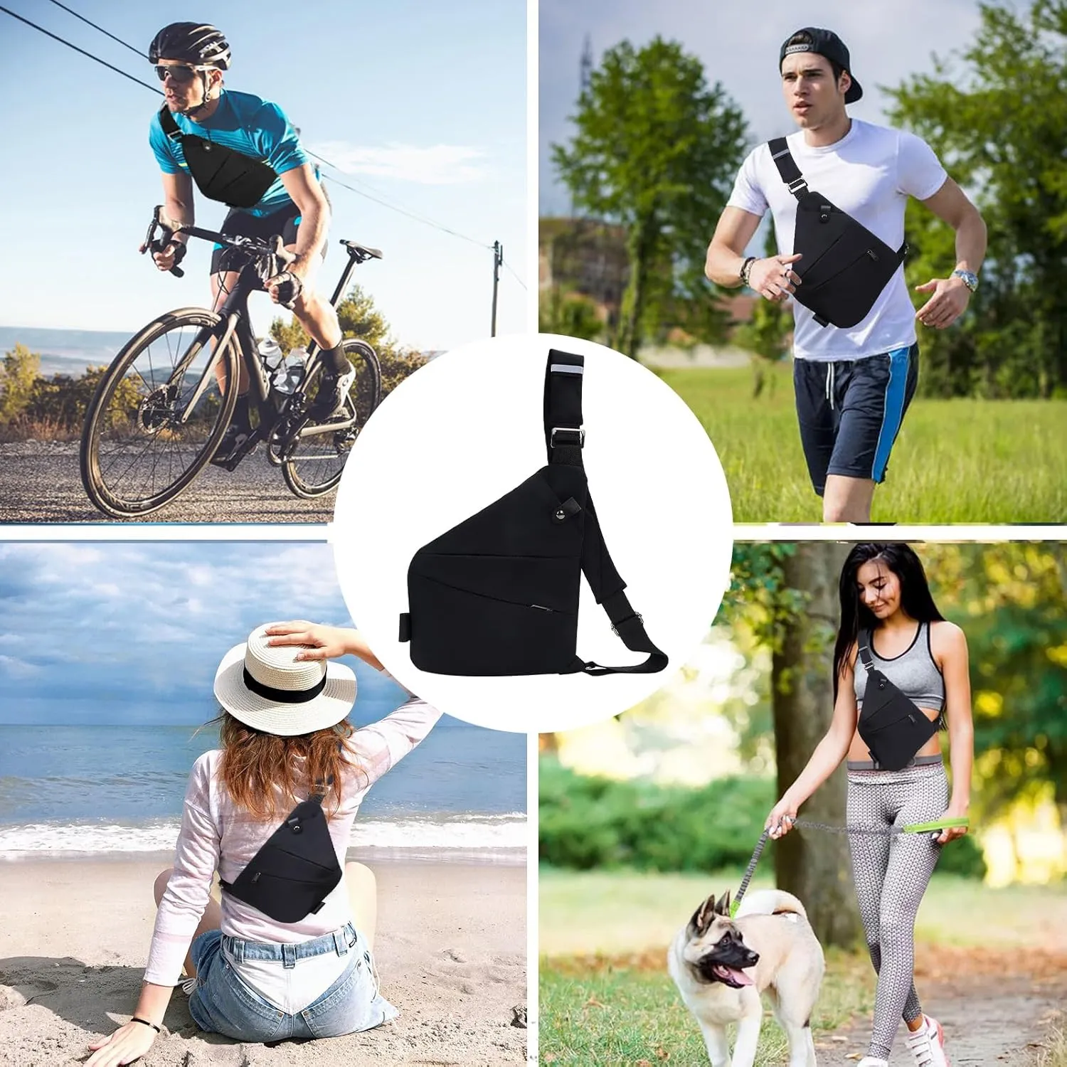 Sling Bag for Women Men, Anti Theft Travel Bag Crossbody Bags for Women Men Flex Bag for Outdoor Sport Casual Hiking Running