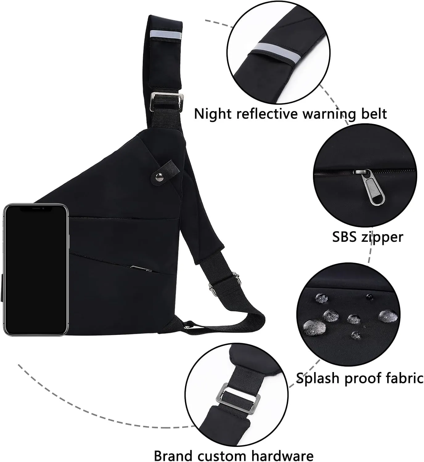 Sling Bag for Women Men, Anti Theft Travel Bag Crossbody Bags for Women Men Flex Bag for Outdoor Sport Casual Hiking Running