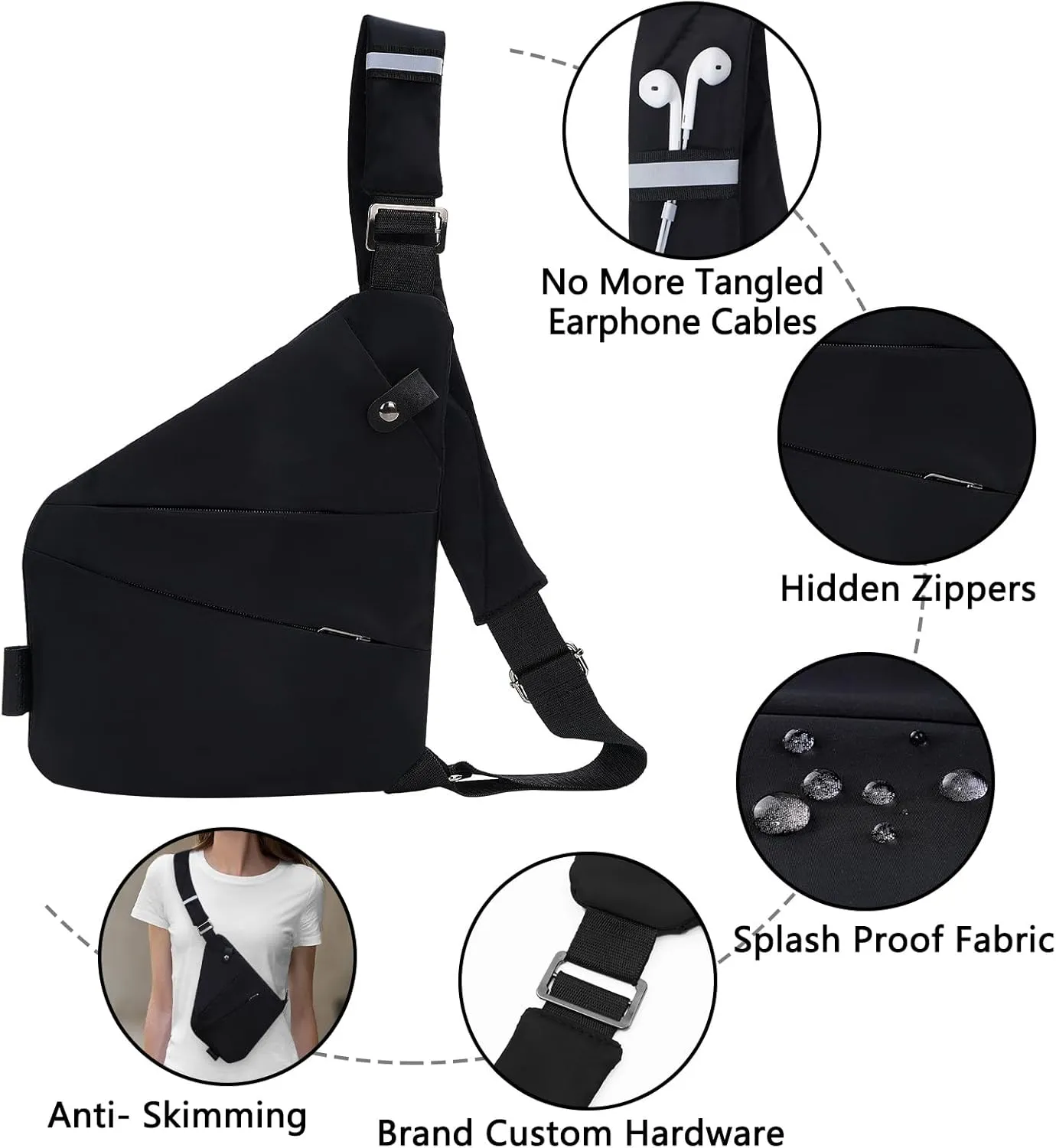 Sling Bag for Women Men, Anti Theft Travel Bag Crossbody Bags for Women Men Flex Bag for Outdoor Sport Casual Hiking Running