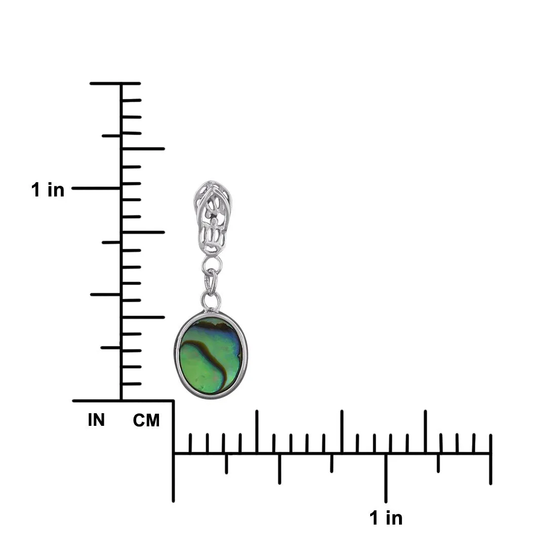 Sterling Silver Abalone Shell Flip Flop Dangling Oval Earrings