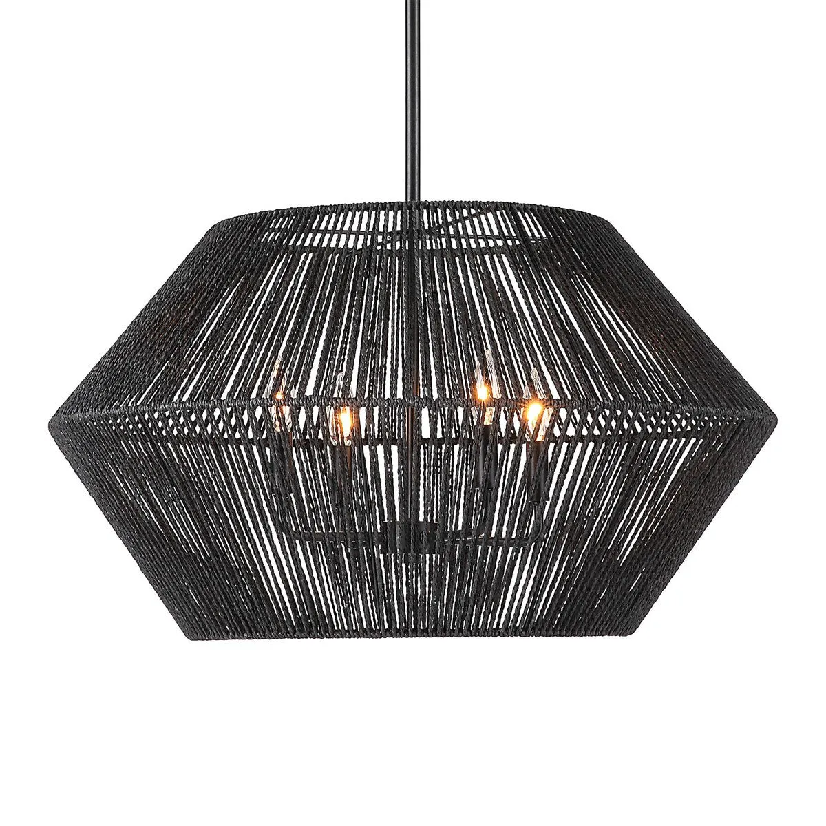 Suva 4 Light Black Rope Pendant