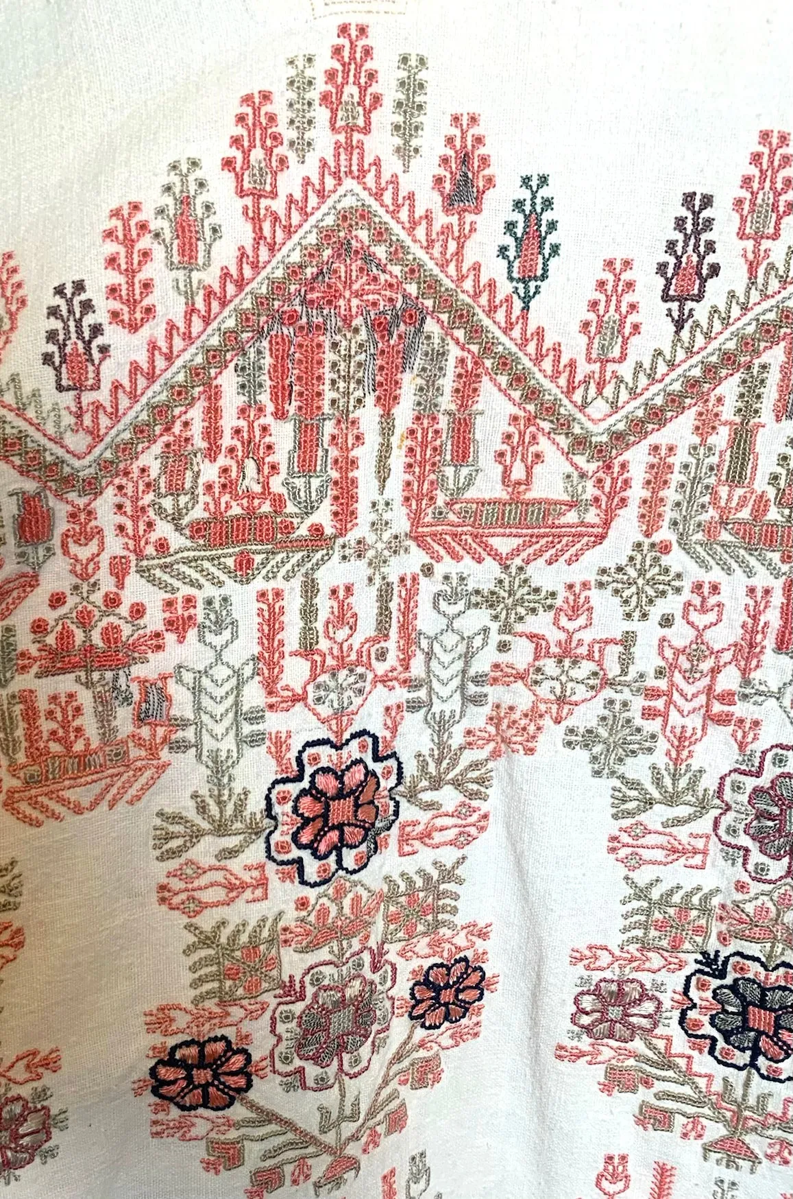 Traditional Syrian Mid 20th Century Hand Embroidered Full Length Tunic