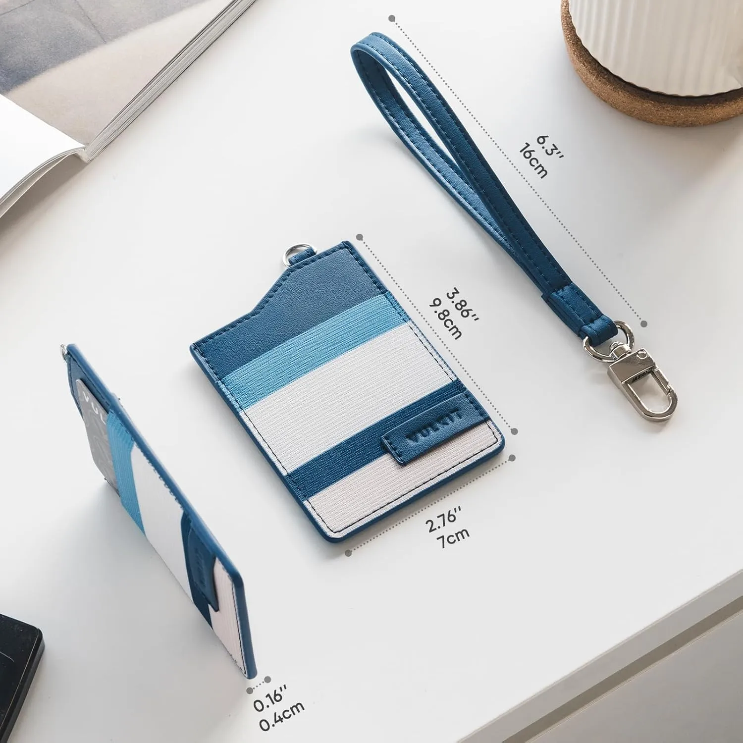 VULKIT Small Wallet for Women with Wrist Strap, RFID Leather Credit Card Holder Slim Wristlet Keychain with Wallet, Mini Thin Wallet for Women