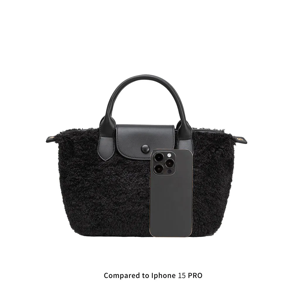 Winnie Black Sherpa Tote Bag - FINAL SALE