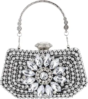 Womens Sparkly Rhinestone Crystal Clutch Glitter Sequin Evening Bag Purse Handbag for Bridal Wedding Party Prom