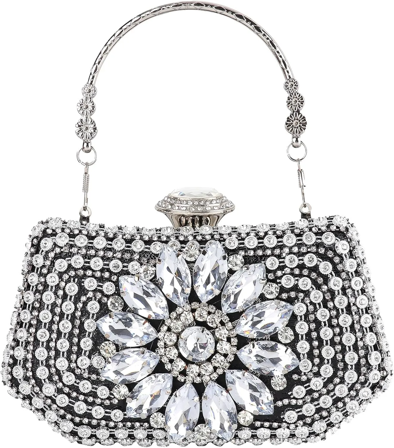 Womens Sparkly Rhinestone Crystal Clutch Glitter Sequin Evening Bag Purse Handbag for Bridal Wedding Party Prom