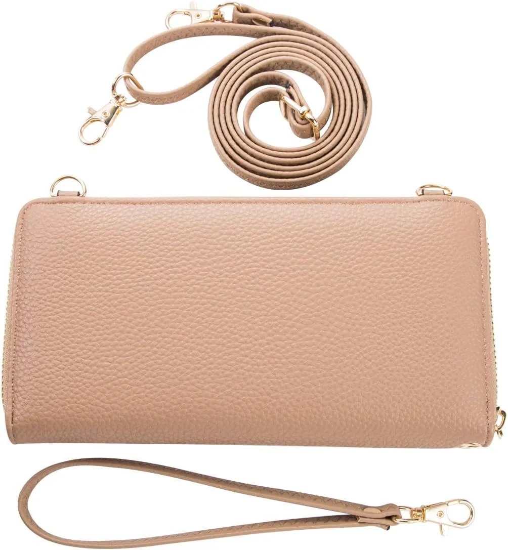 Womens Wristlet Wallet Crossbody Bag Cellphone Purse Handbag RFID Card Slots 2 Strap Wrist