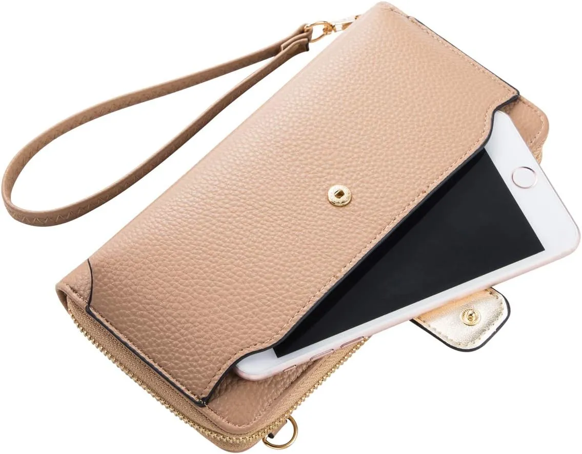 Womens Wristlet Wallet Crossbody Bag Cellphone Purse Handbag RFID Card Slots 2 Strap Wrist