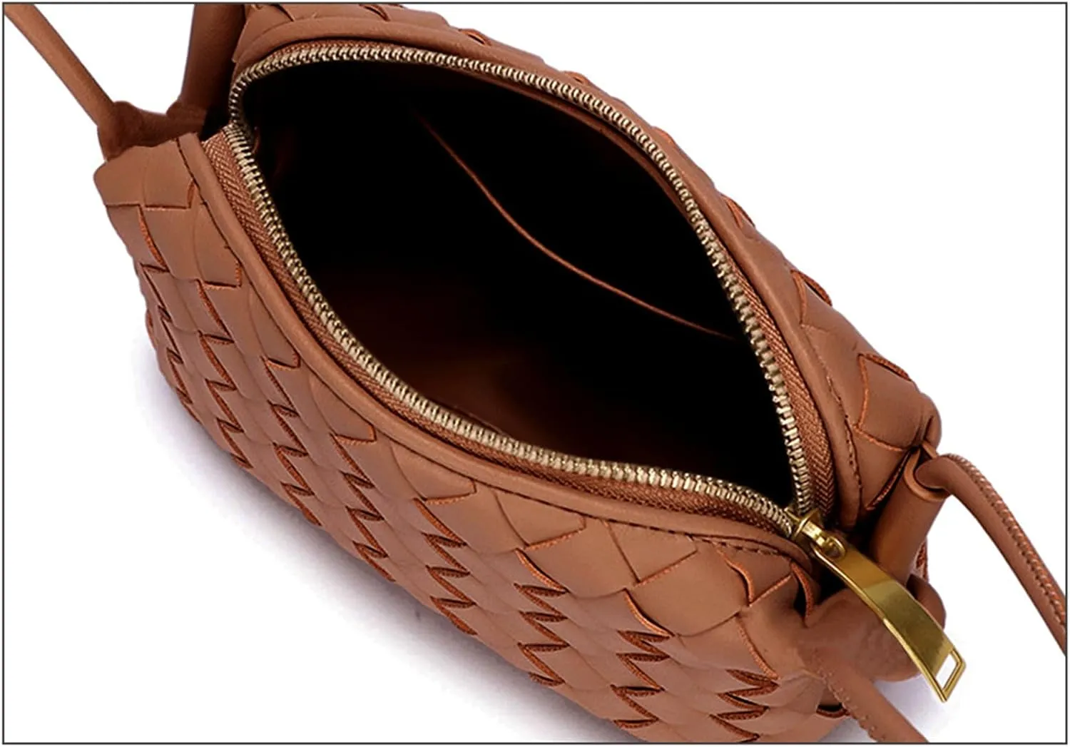 Woven Crossbody Bags For Women, Small Handmade Purse Clutch Shoulderbag Handbag, Zipper Closure