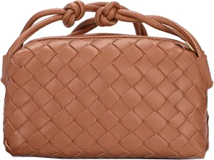 Woven Crossbody Bags For Women, Small Handmade Purse Clutch Shoulderbag Handbag, Zipper Closure